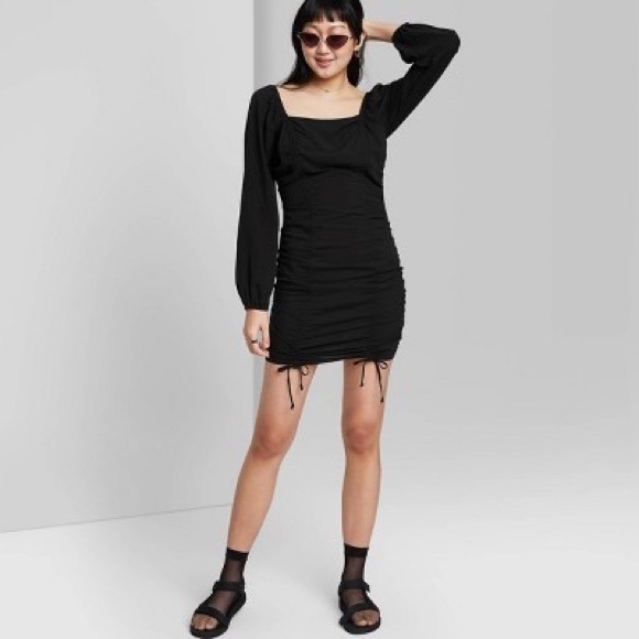 Tiktok viral Wild Fable Puff Sleeve Double Ruched Dress - Picture 1 of 6